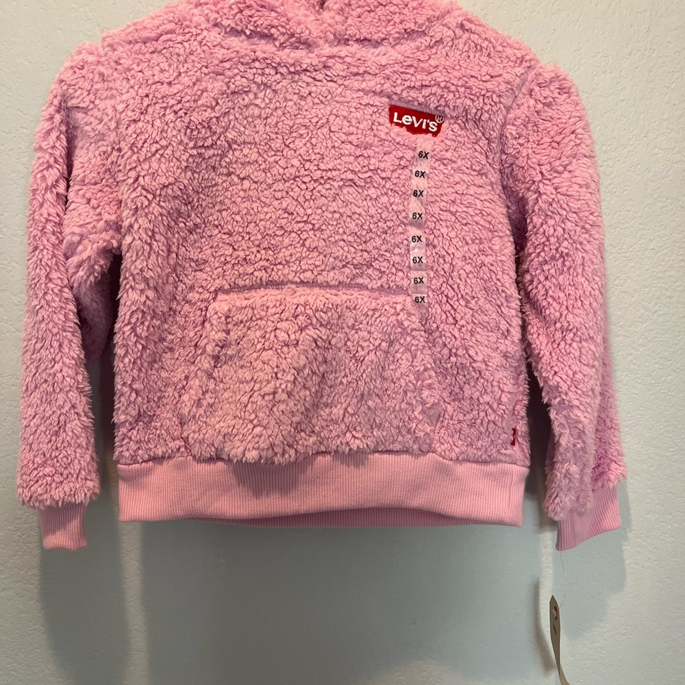 Girls Large 6X Years Levi's Sherpa Batwing Pullover Hoodie Pink